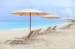 Umbrellas on the beach on Providenciales island
