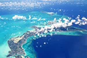 An aerial view of Turks and Caicos